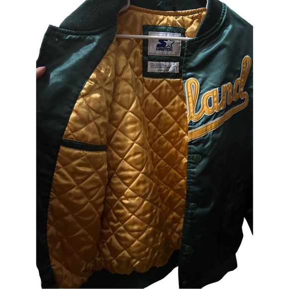 OAKLAND ATHLETICS VARSITY SATIN FULL-SNAP JACKET - Picture 2 of 4